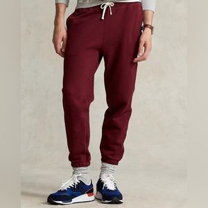 NWT Polo Ralph Lauren Classic Fit Maroon Wine Red Drawstring Joggers Fleece
